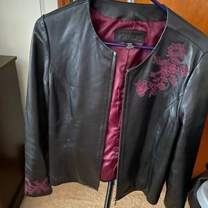 Womens black leather dress jacket